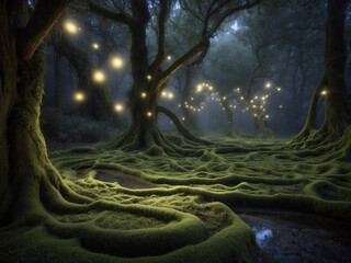 mystical forest - dreamland landscape,  generative ai