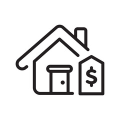 House with price tag vector icon. House for sale symbol. Vector illustration