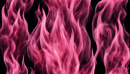 Realistic pink fire isolated on black background