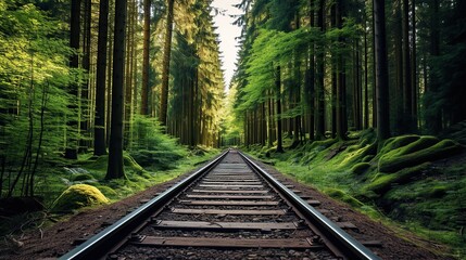 Railway stretches into the distance through the trees