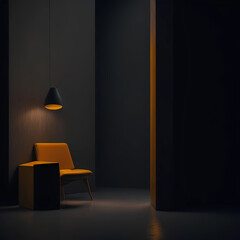 furniture minimalist in dark interior rminamalistic