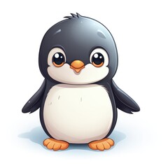Obraz premium Cute cartoon 3d character penguin on white background
