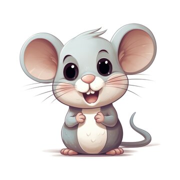 Cute cartoon 3d character rat on white background