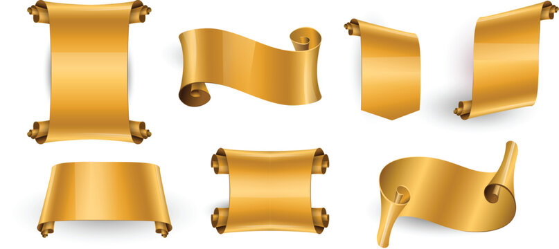 Realistic gold Glossy scrolls for your design project. Vector illustration