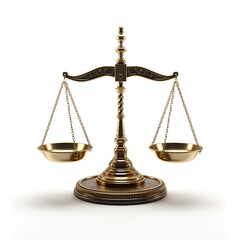 Luxury a golden scales of Justice on white background. AI generated image