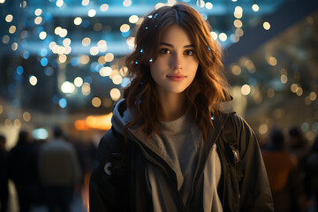 beautiful girl looking straight, portrait photo