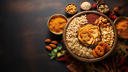 Obraz na płótnie Canvas Indian festival food snack sweet for Lohri Makar Sankranti Pongal Diwali harvest festival Tamil Nadu winter folk festival Punjab India
