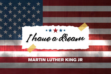 Martin Luther King Day vintage style torn paper with sticky tape background