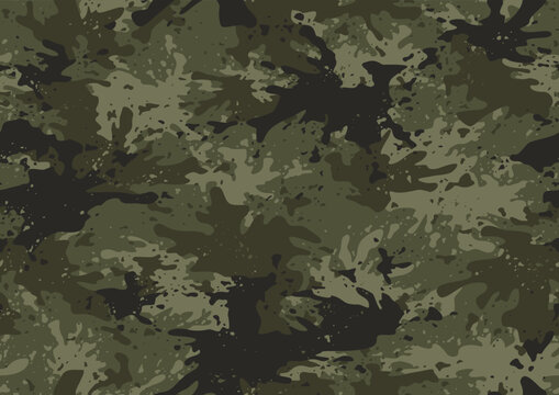 Grunge camouflage texture seamless pattern. Abstract modern endless military camo background for fabric and fashion textile print. Vector illustration.