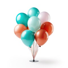 colorful balloons on white background close-up	
