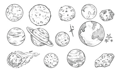 solar system handdrawn illustration engraving
