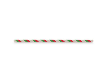 Christmas striped paper straw for drinks isolated on white