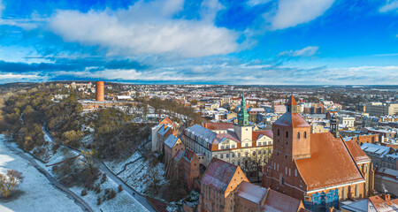 Fototapeta na wymiar Old town in Grudziadz. Winter. Poland