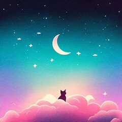 Obraz na płótnie Canvas pastel vanila sky with cat