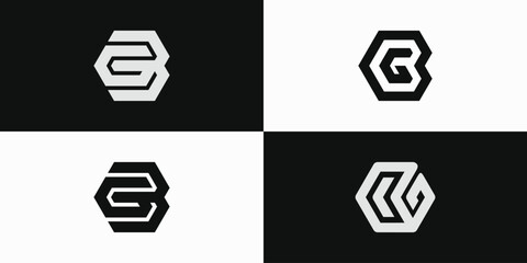 Abstract letter B G hexagon illustration logo vector - obrazy, fototapety, plakaty