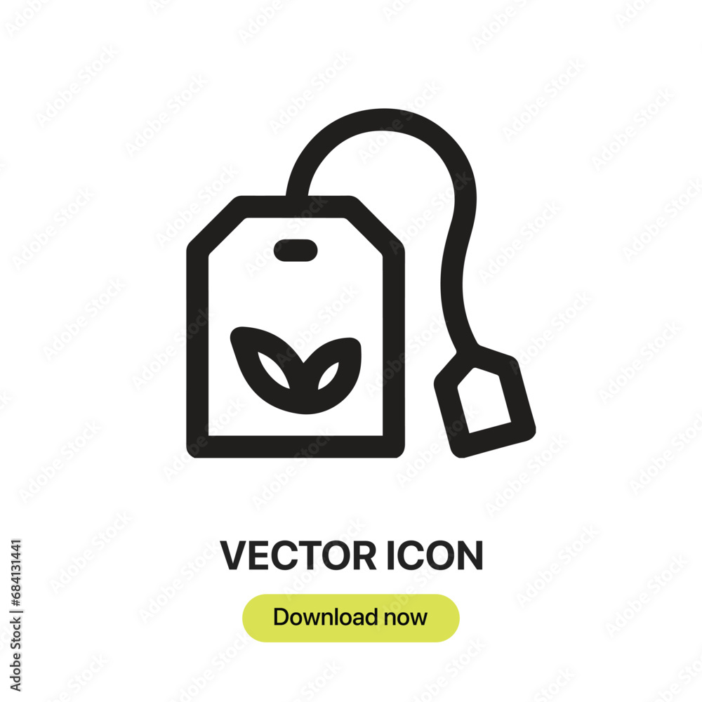 Fototapete tea bag icon vector. linear-style sign for mobile concept and web design. tea bag symbol illustratio