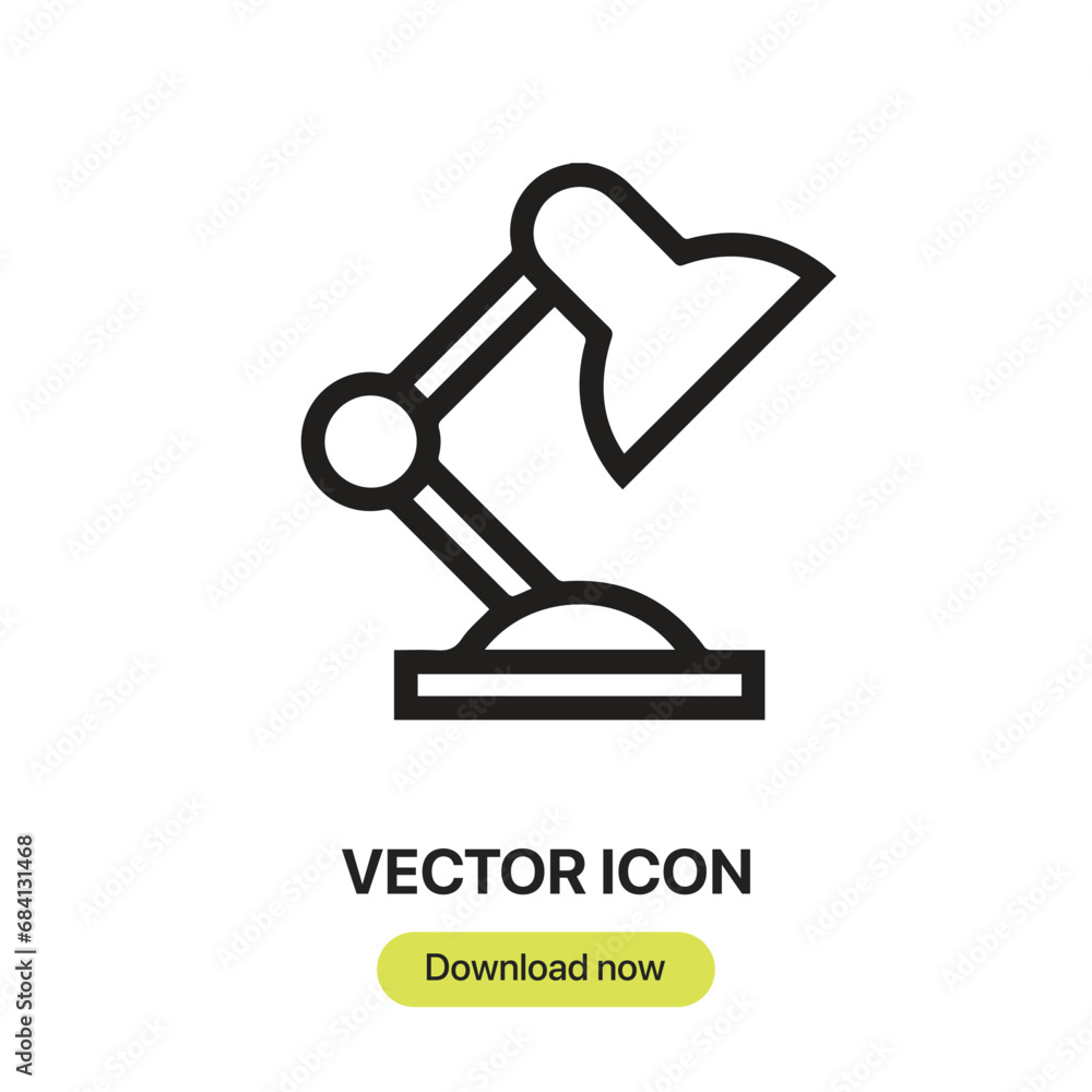 Aufkleber Desk Lamp icon vector. Linear-style sign for mobile concept and web design. Desk Lamp symbol illustration. Pixel vector graphics - Vector.	