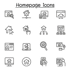 Homepage icon set in thin line style