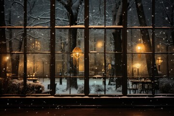 Snowy Reflections in Windows - Generative AI - obrazy, fototapety, plakaty