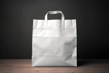 White paper bag mockup with simple dark background using generative AI  - obrazy, fototapety, plakaty