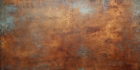 Zelfklevend Fotobehang Vintage old retro antique metal material texture surface grunge damaged in copper © Graphic Warrior