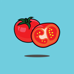 tomato with green leaf