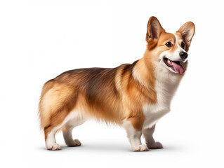 Purebred corgi breed dog in full size. Isolated on a white background.