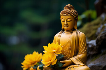 Buddha: Founder of Buddhism enlightened teacher spiritual guide revered figure  - obrazy, fototapety, plakaty