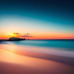 Fototapeta na wymiar Beautiful Serene Beach with Sunset Landscape Realistic Illustration