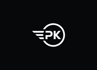 Creative Letters PK Logo Design Vector Template - obrazy, fototapety, plakaty