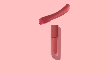 cosmetic makeup skincare mockup template product, lipstick and lip gloss or matte smudge on white background