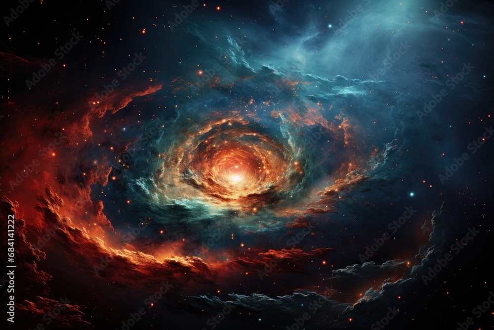 Canvas Prints endless universe with stars and spiral galaxy in outer dark space