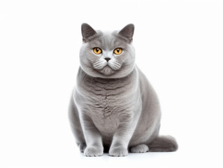 British Shorthair Cat Studio Shot Isolated on Clear Background