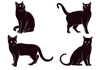 Graceful Black Cat Silhouette Vector