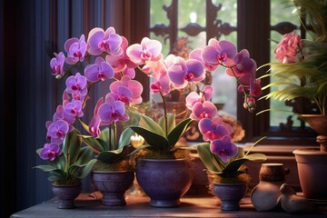 Stunning Array of Orchids: The Art of Exquisite Indoor Gardening Generative AI