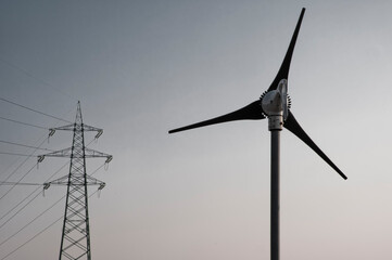 Pale eoliche per produzione di energia rinnovabile. Energia alternativa per conservazione ambiente,...