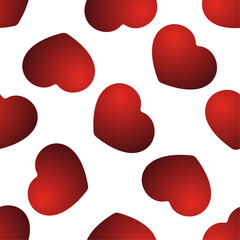 Red gradient hearts on white background. Vector seamless pattern. Best for textile, wallpapers, wrapping paper, package and St. Valentine's Day decoration.