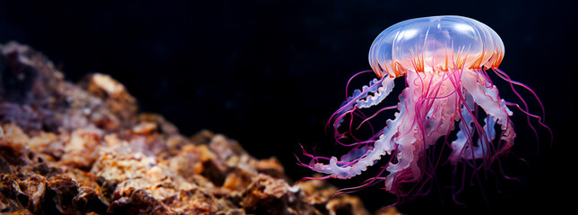 Fototapeta premium Graceful Aurelia aurita jellyfish float serenely in aquatic tranquility 