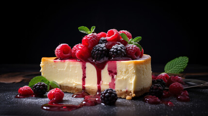Food photograph for New York cheesecake with berry