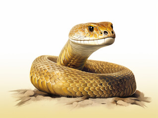 Fototapeta premium King Cobra poised and ready, illustrated with striking realism and detail.