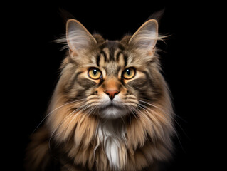 Fototapeta premium Maine Coon Cat Studio Shot Isolated on Clear Background