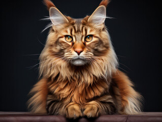 Maine Coon Cat Studio Shot Isolated on Clear Background