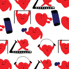 Seamless Pattren Heart characters cute, strong heart, backgrounds