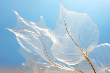 Unveiling the Beauty: The Poetic Dance of Two White Leaves on Crystal Clear Reflection Generative AI