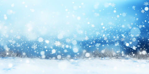 Fototapeta premium Landscape blurred the background of winter, snow and Christmas trees