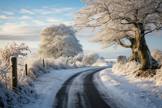 Snowy Countryside Drives - Generative AI