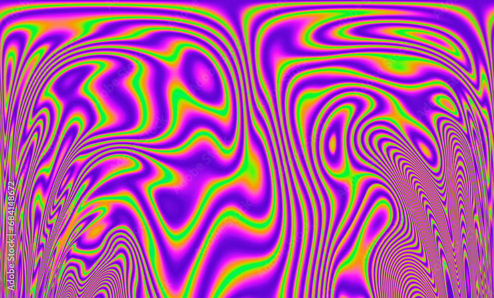 Poster trippy backdrop adorned with vibrant neon glitch patterns and a mesmerizing polarization overlay.