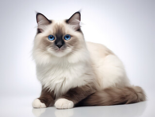 Fototapeta premium Ragdoll Cat Studio Shot Isolated on Clear Background