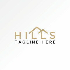 Logo design graphic concept creative premium abstract vector stock simple word HILLS font with double roof house Related property home estate mountain