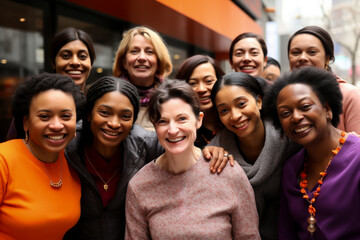 Obraz premium Diverse women of varied ages joyously commemorate International Women's Day 